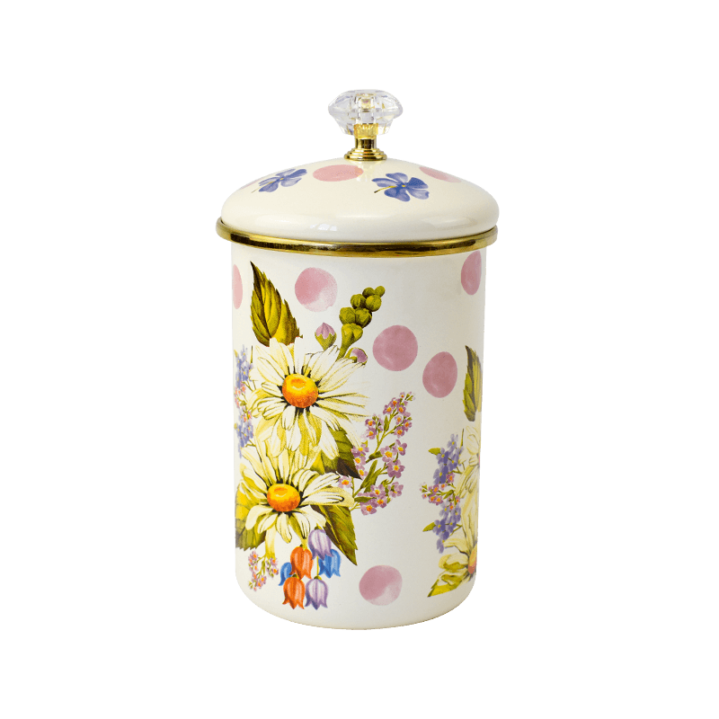European enamel sugar jar