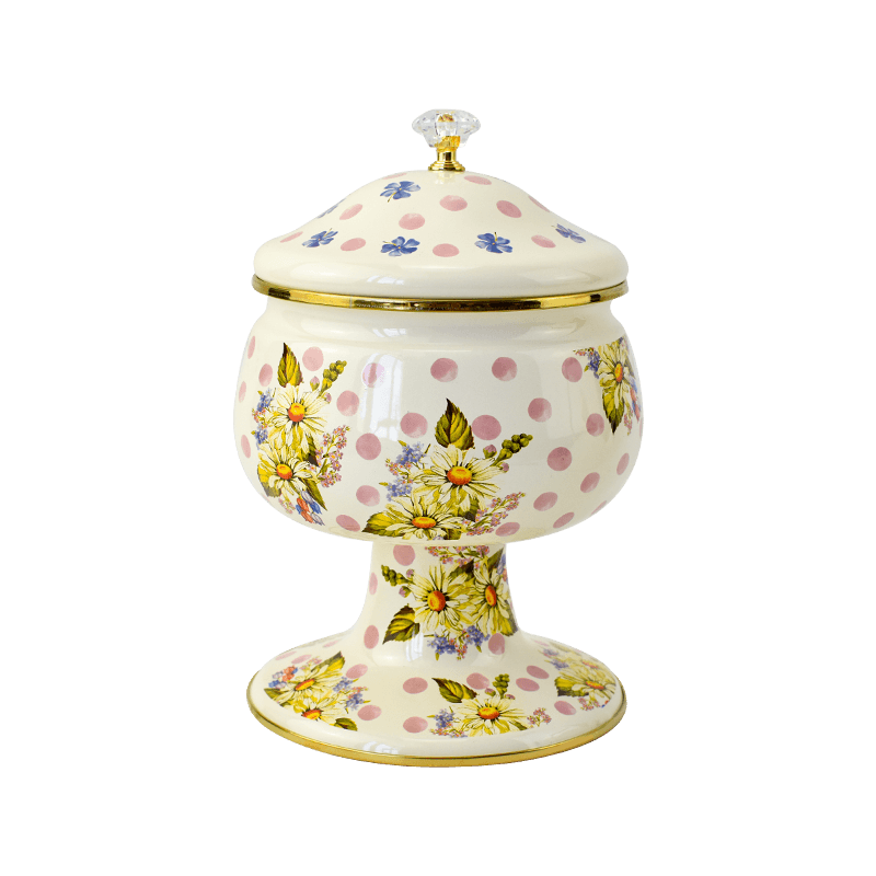 European enamel sugar jar