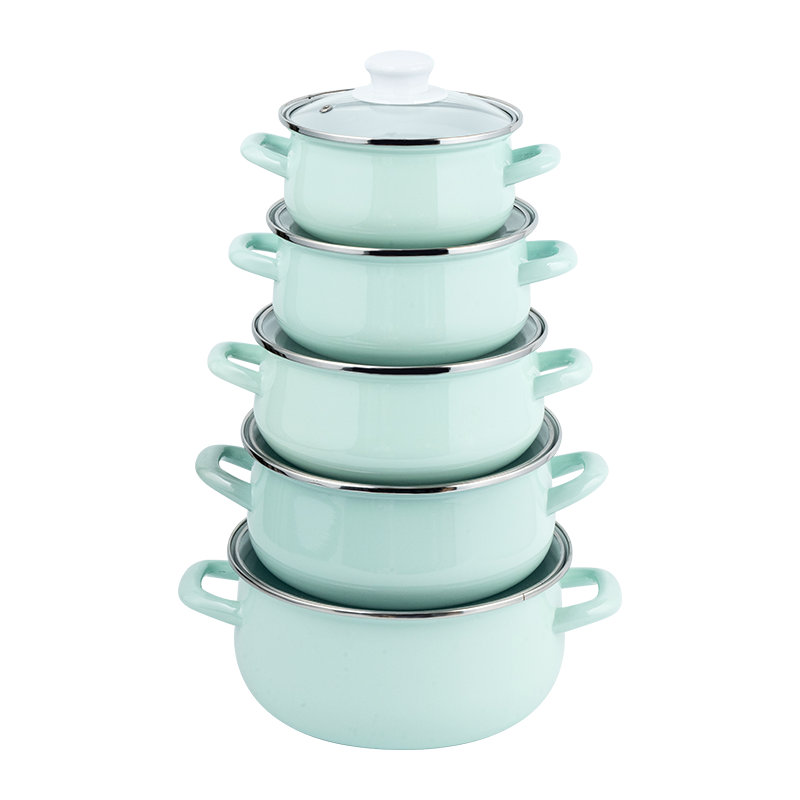 673D-5 Kulay na naka-print na enamel stockpot