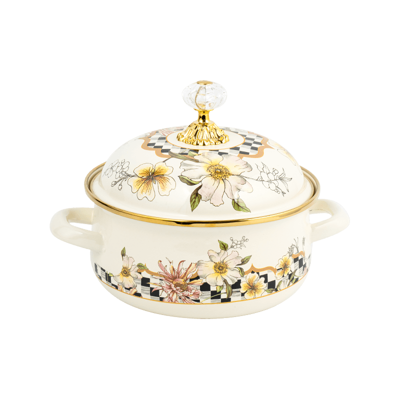 807d double-handle enamel persimmon-shaped pot