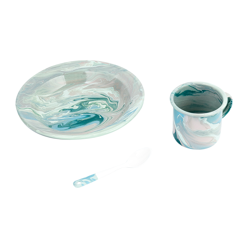 European floral enamel teapot set