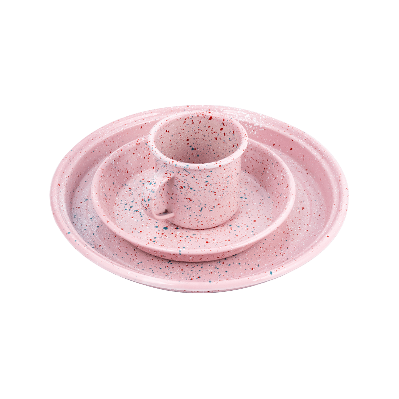 European floral enamel teapot set