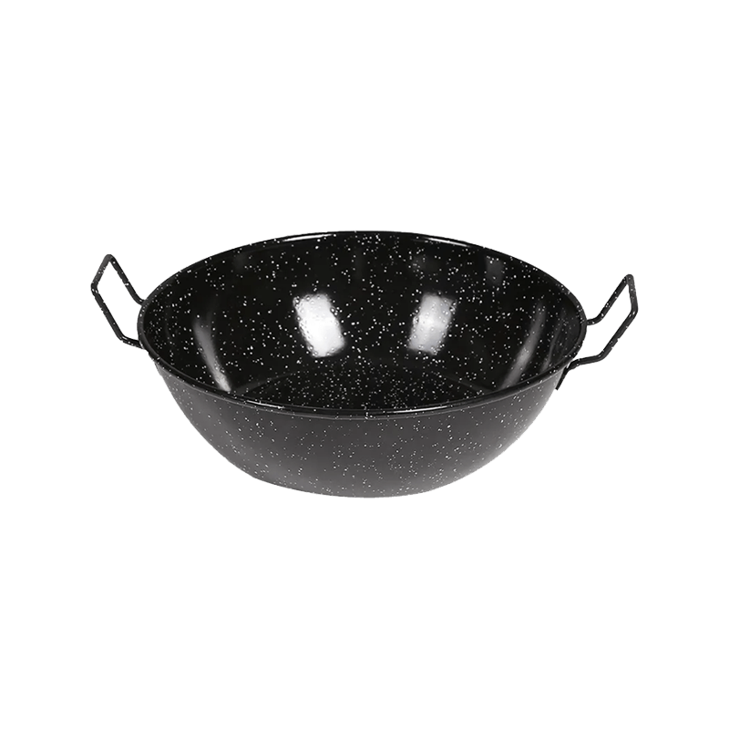 Enamel forged wok frying pan