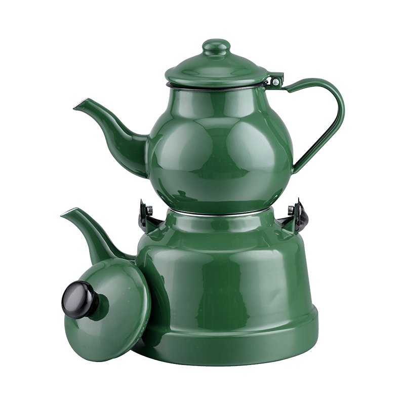 TK608 ENAMEL VINTAGE HANDLE TEAPOT SET