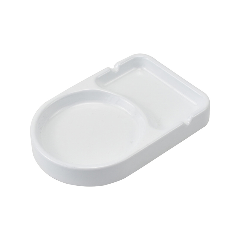White partitioned enamel ashtray